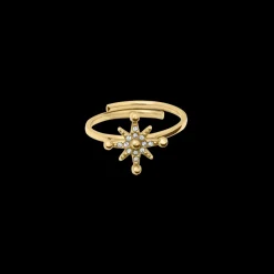 Bague Ajustable Femme PERSEA Acier Doré Cristaux