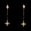 Boucles d'oreilles Pendantes Femme AUSTRALE Acier Doré Perles Noires