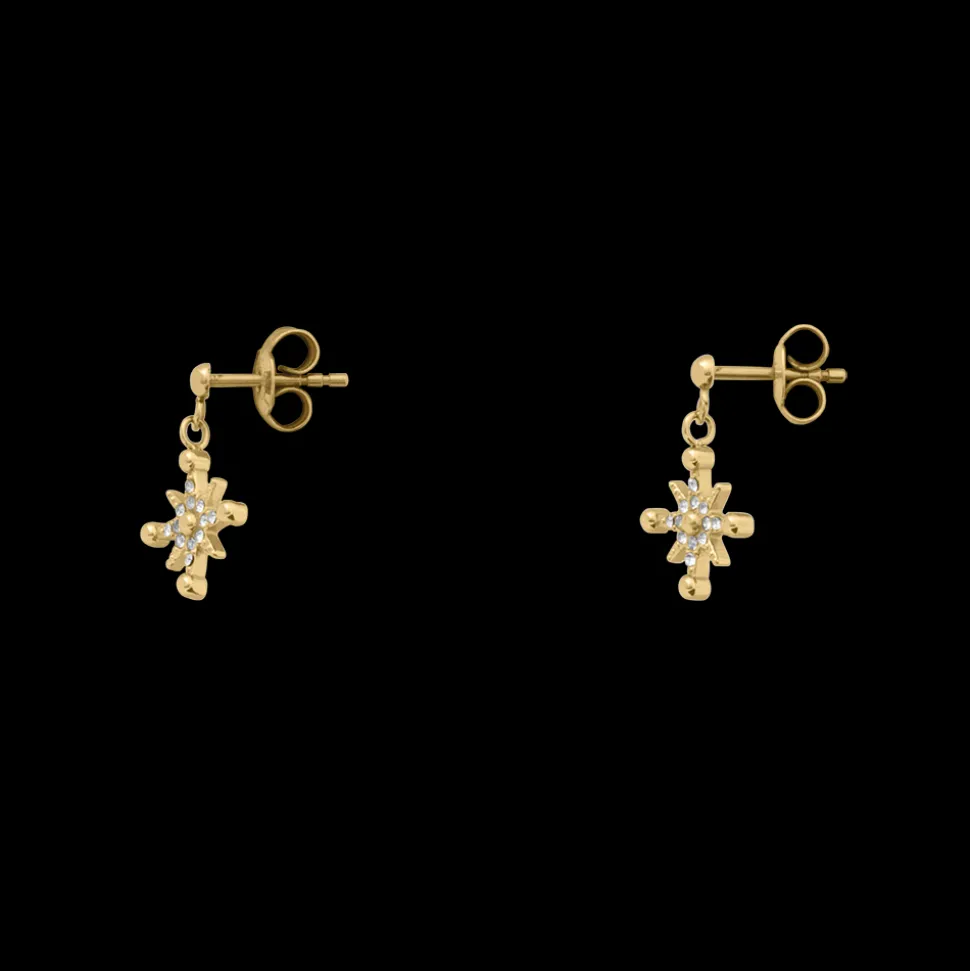 Boucles d'oreilles Puces Femme PERSEA Acier Doré Cristaux
