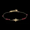 Bracelet Chaîne Femme ANTHAREA Acier Doré Perles Rouges