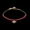Bracelet Chaîne Femme ANTHAREA Acier Doré Perles Rouges