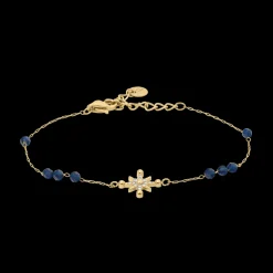 Bracelet Chaîne Femme ANTHAREA Acier Doré Perles Bleues
