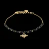 Bracelet Chaîne Femme ANTHAREA Acier Doré Perles Noires
