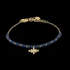 Bracelet Chaîne Femme ANTHAREA Acier Doré Perles Bleues