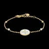 Bracelet Chaîne Femme TALLIA Acier Doré Nacre Blanche