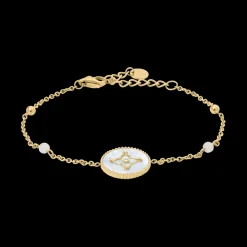 Bracelet Chaîne Femme TALLIA Acier Doré Nacre Blanche