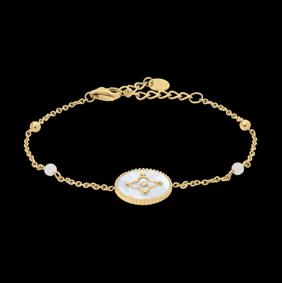 Bracelet Chaîne Femme TALLIA Acier Doré Nacre Blanche