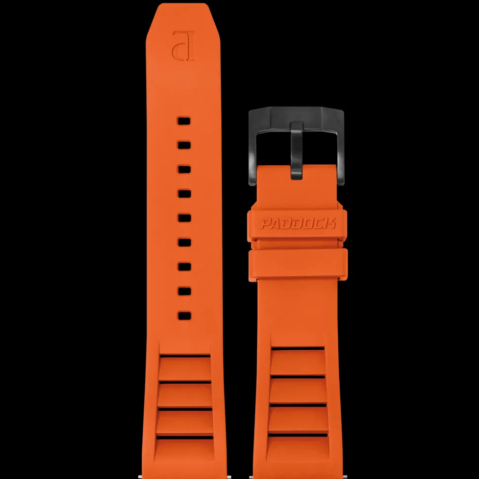 Bracelet Homme Caoutchouc FKM Orange 22 MM Boucle Noir