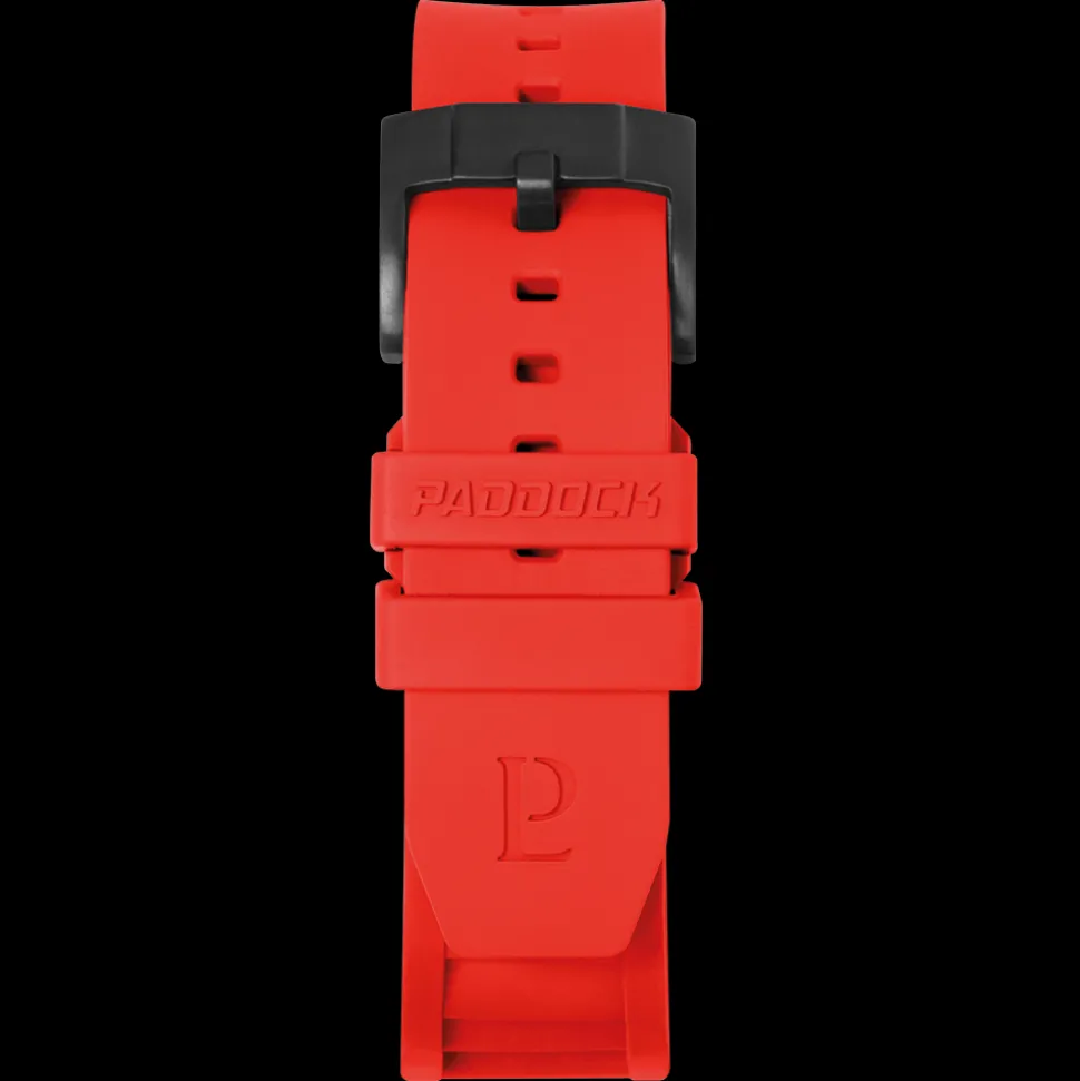Bracelet Homme Caoutchouc FKM Rouge 22 MM Boucle Noir