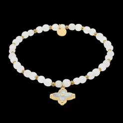 Bracelet Perles Femme RUBYA Acier Doré Nacre Blanche