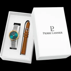 Coffret Femme CHOUQUETTE Cadran Vert Bracelet Cuir Brun