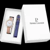 Coffret Femme RCS Cadran Blanc Bracelet Cuir Bleu