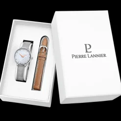 Coffret Femme RCS Cadran Blanc Bracelet Cuir Brun