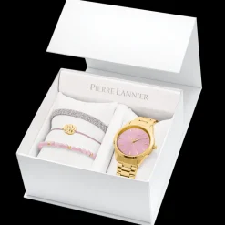 Coffret Femme ROXANE Cadran Rose Bracelet Acier Doré