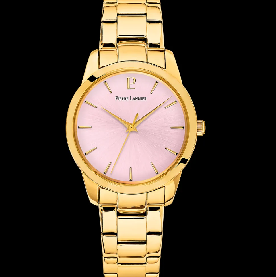 Coffret Femme ROXANE Cadran Rose Bracelet Acier Doré