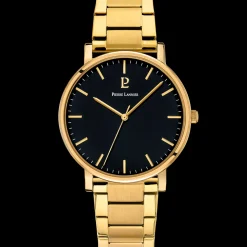 Coffret Homme ESSENTIAL Doré Cadran Noir Bracelet Cuir Noir 20 MM