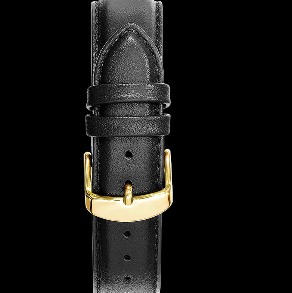 Coffret Homme ESSENTIAL Doré Cadran Noir Bracelet Cuir Noir 20 MM