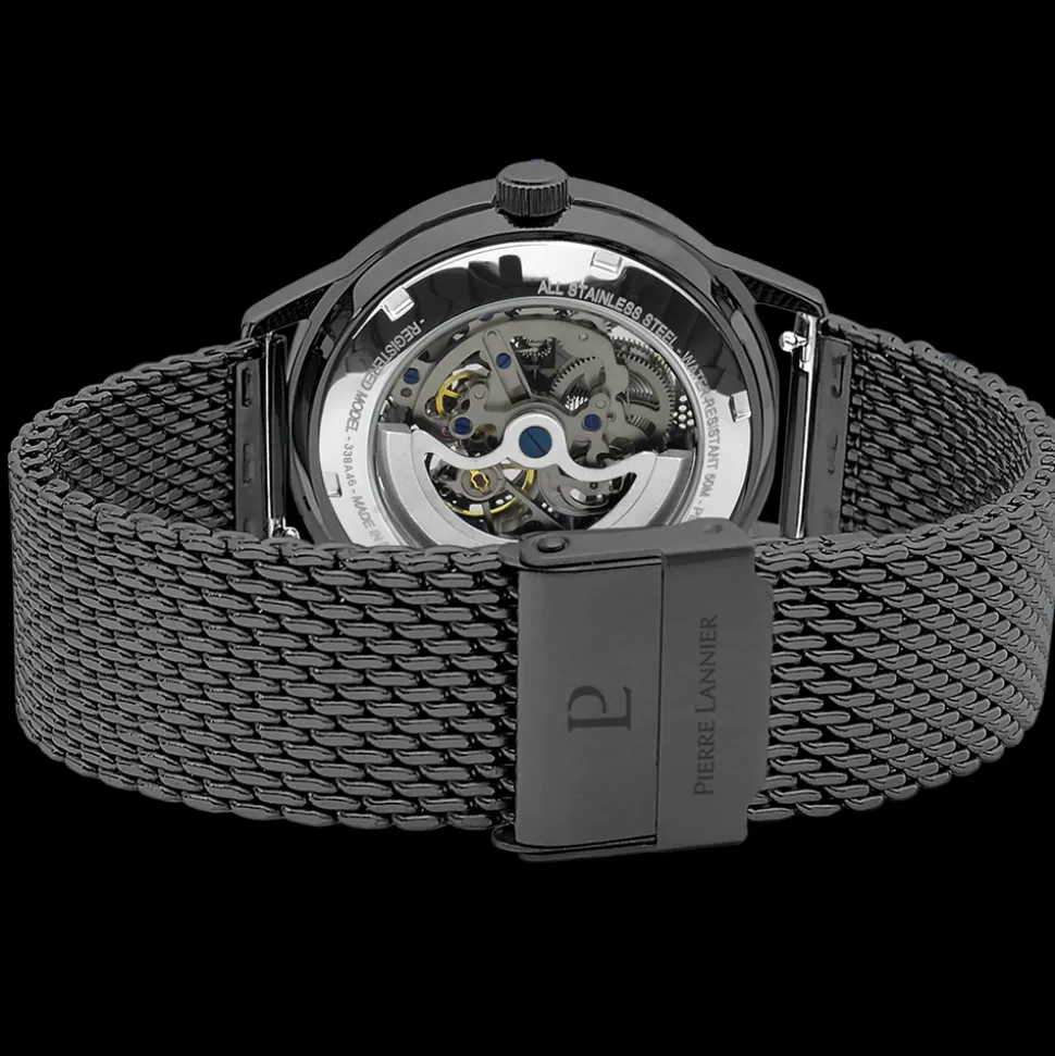 Coffret Homme PADDOCK Cadran Noir Bracelet Cuir perforé Noir