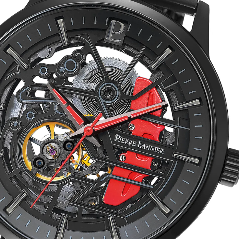 Coffret Homme PADDOCK Noir Cadran Noir Bracelet Acier milanais Noir 22 MM