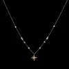 Collier Chaîne Femme AUSTRALE Acier Doré Perles Roses