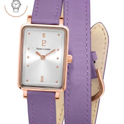 Montre Femme ARIANE Cadran Argenté Bracelet Cuir Violet