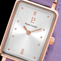 Montre Femme ARIANE Cadran Argenté Bracelet Cuir Violet