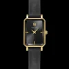 Montre Femme ARIANE Doré Cadran Noir Bracelet Cuir Noir 12 MM