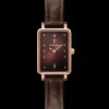 Montre Femme ARIANE Doré-rose Cadran Chocolat Bracelet Cuir Chocolat 12 MM