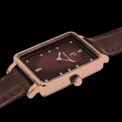Montre Femme ARIANE Doré-rose Cadran Chocolat Bracelet Cuir Chocolat 12 MM