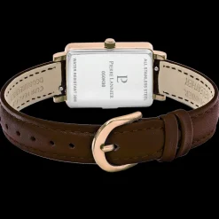 Montre Femme ARIANE Doré-rose Cadran Chocolat Bracelet Cuir Chocolat 12 MM
