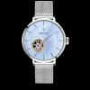 Montre Femme AUTOMATIC Cadran Bleu Bracelet Acier Milanais Argenté