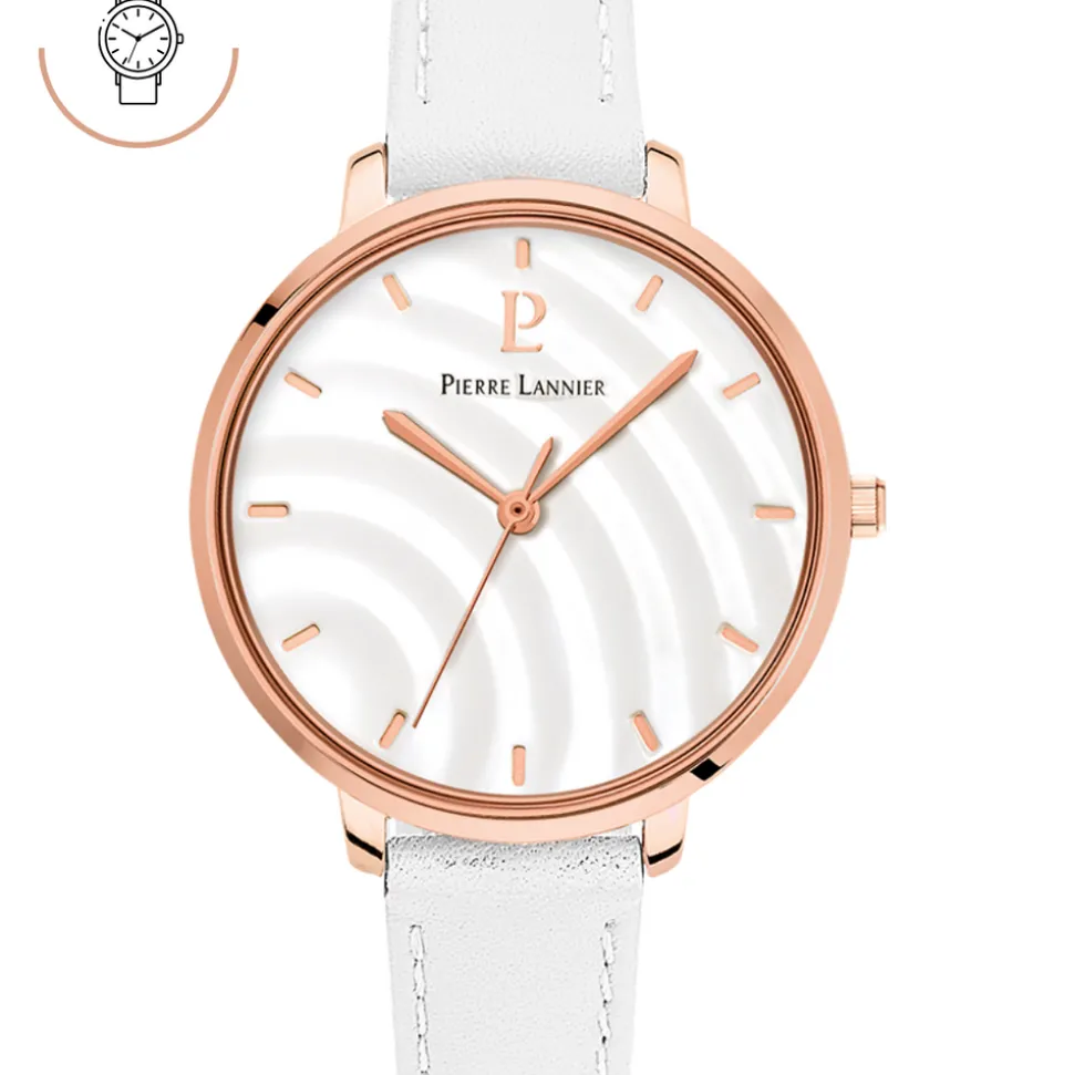 Montre Femme BETTY Cadran Blanc Bracelet Cuir Blanc