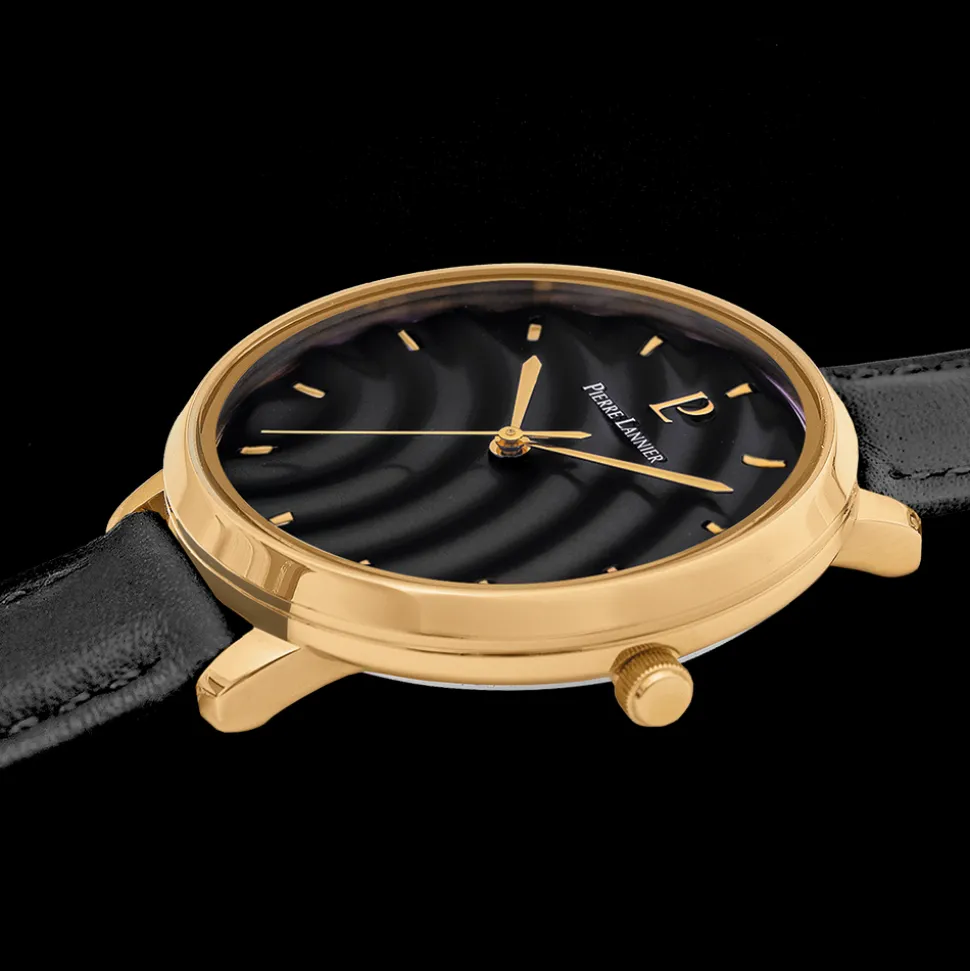 Montre Femme BETTY Cadran Noir Bracelet Cuir Noir