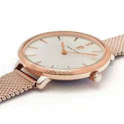 Montre Femme CAPRICE Cadran Argenté Bracelet Acier milanais Doré rose
