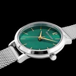Montre Femme CHOUQUETTE Argenté Cadran Vert Bracelet Acier milanais Argenté 12 MM