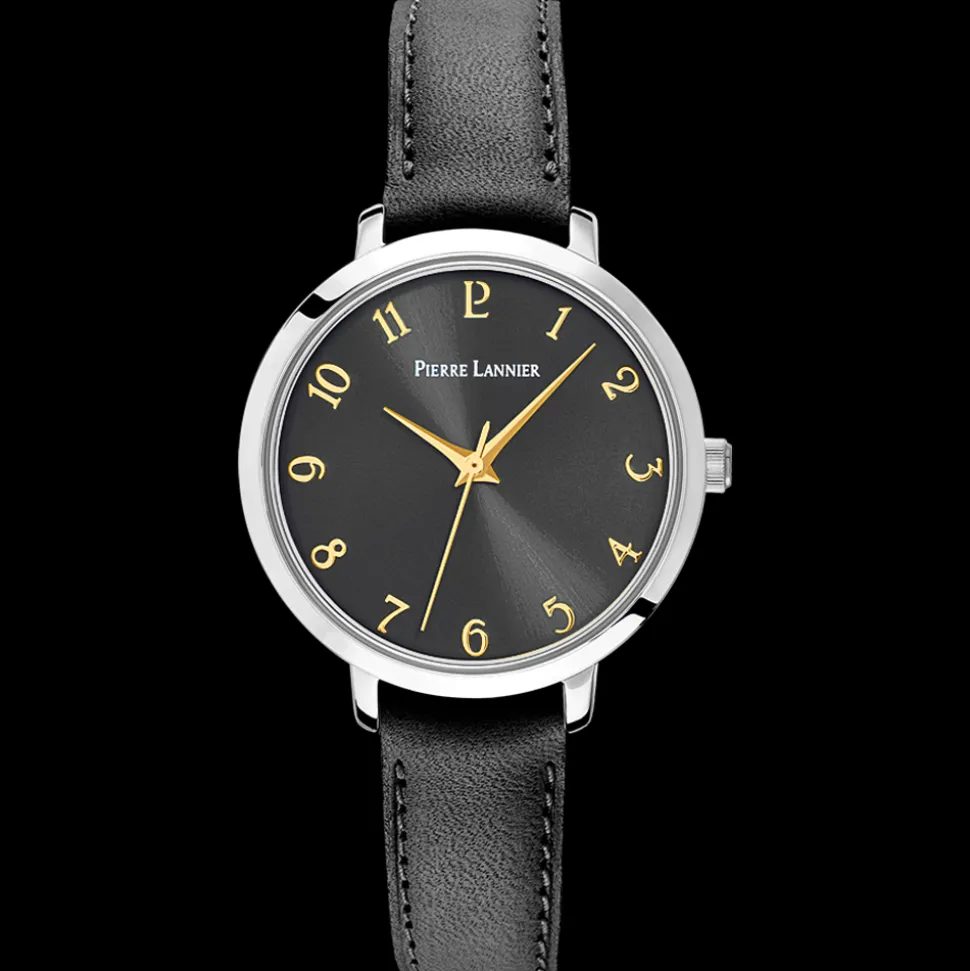 Montre Femme CHOUQUETTE Cadran Gris Bracelet Cuir Noir