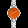 Montre Femme CHOUQUETTE Cadran Orange Bracelet Acier Argenté