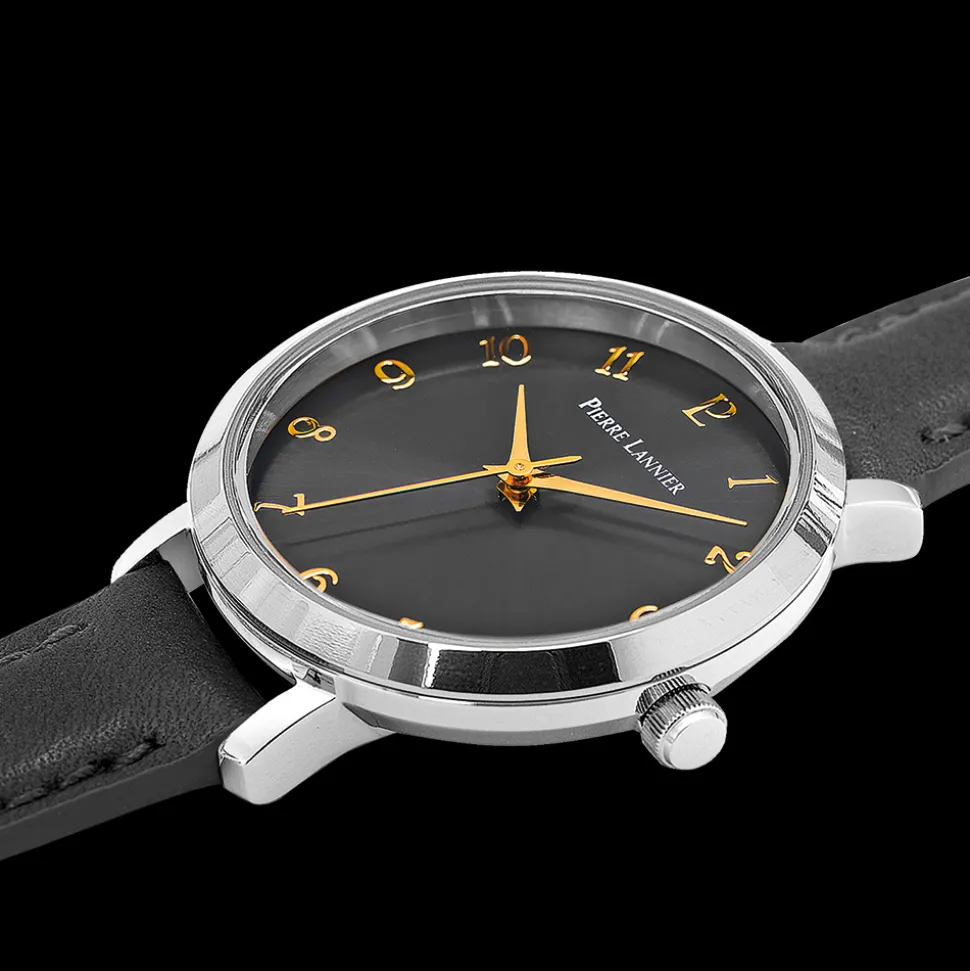 Montre Femme CHOUQUETTE Cadran Gris Bracelet Cuir Noir