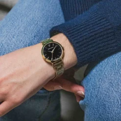 Montre Femme CHOUQUETTE Doré Cadran Bleu Bracelet Acier Doré 12 MM