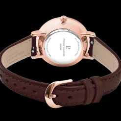 Montre Femme CHOUQUETTE Doré-rose Cadran Chocolat Bracelet Cuir Chocolat 12 MM