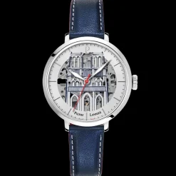Montre Femme COEUR BATTANT Argenté Cadran Argenté Bracelet Cuir Bleu 14 MM