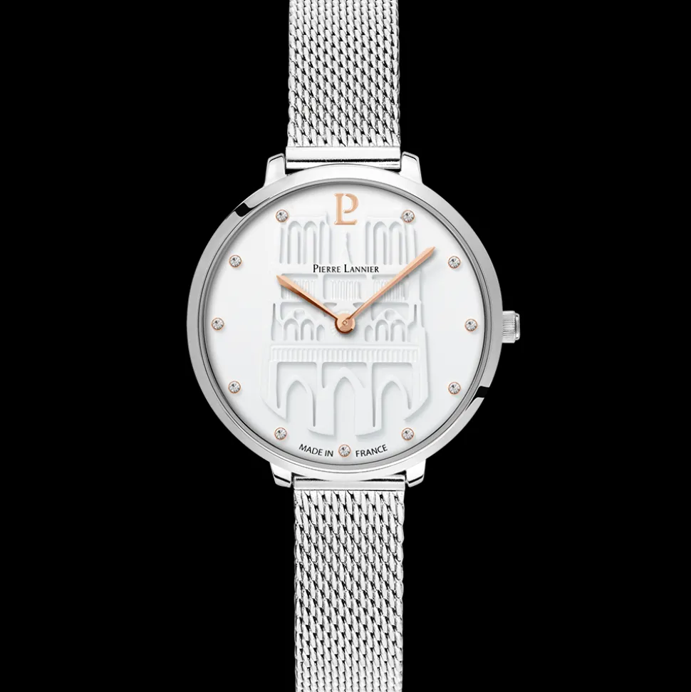 Montre Femme COEUR BATTANT Argenté Cadran Blanc Bracelet Acier milanais Argenté 12 MM