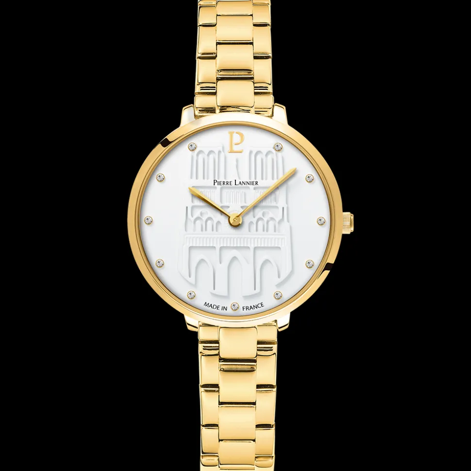 Montre Femme COEUR BATTANT Doré Cadran Blanc Bracelet Acier Doré 12 MM