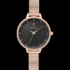 Montre Femme DELICE Cadran Noir Bracelet Acier Doré-rose