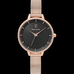 Montre Femme DELICE Cadran Noir Bracelet Acier Doré-rose