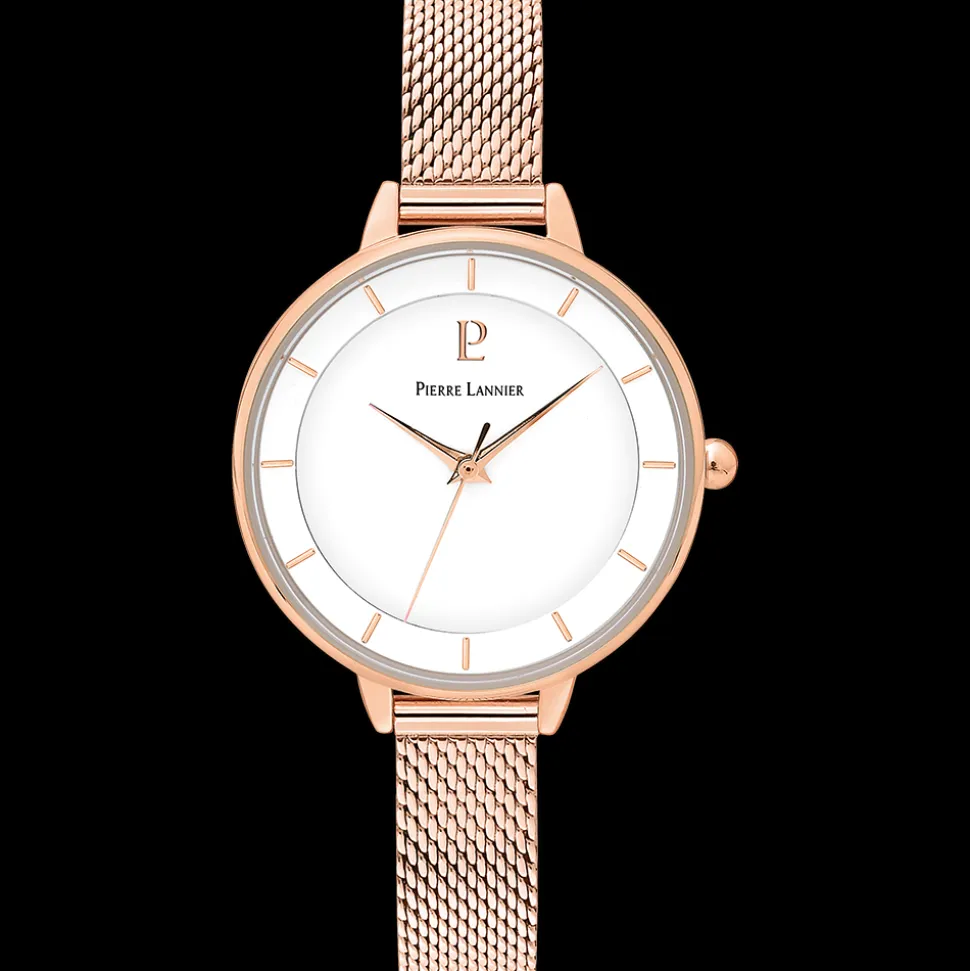 Montre Femme DELICE Cadran Blanc Bracelet Acier Doré-rose