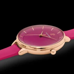 Montre Femme DELICE Cadran Framboise Bracelet  Cuir Framboise