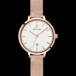 Montre Femme ECHO Cadran Blanc Bracelet Acier Milanais Doré-rose