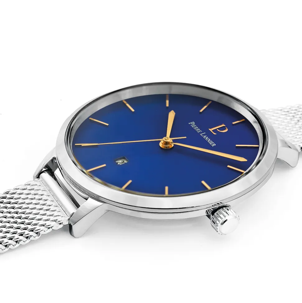 Montre Femme ECHO Cadran bleu Bracelet Acier milanais Argenté