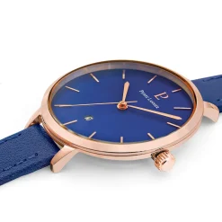 Montre Femme ECHO Cadran Bleu Bracelet Cuir Bleu